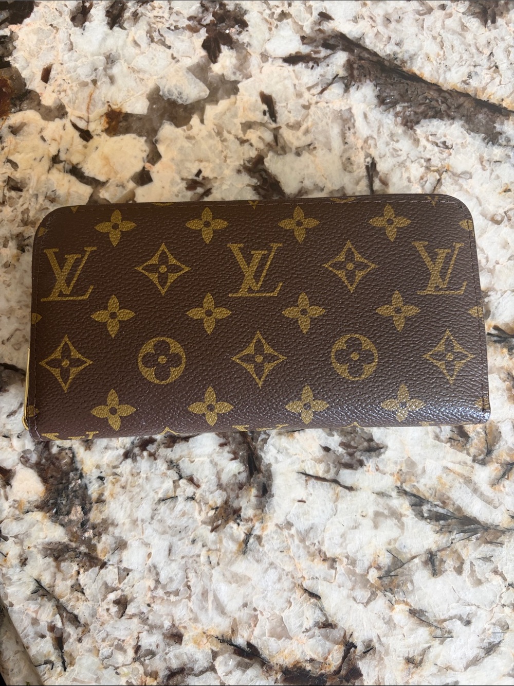 Louis Vuitton Monogram Canvas Zip Wallet in Brown and Gold
